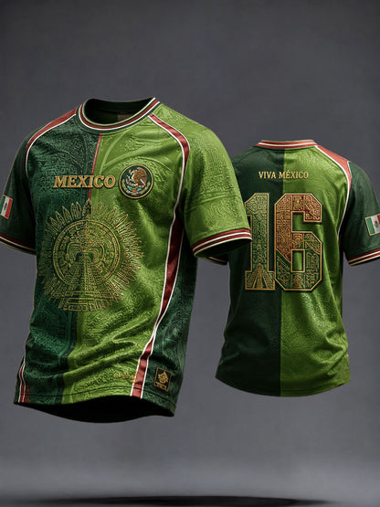 Camiseta estampada con diseño artístico para amantes del fútbol mexicano, para hombre