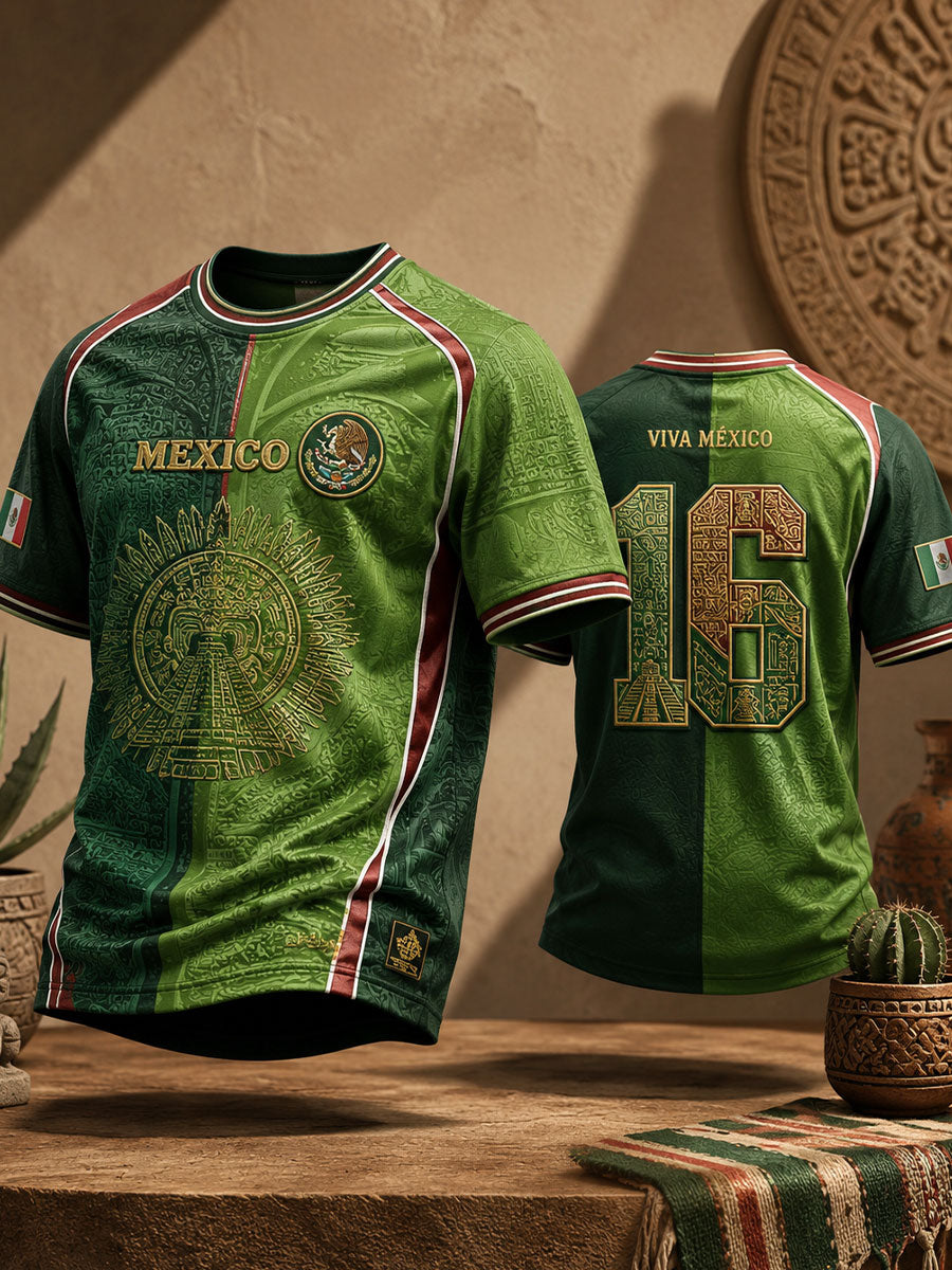 Camiseta estampada con diseño artístico para amantes del fútbol mexicano, para hombre