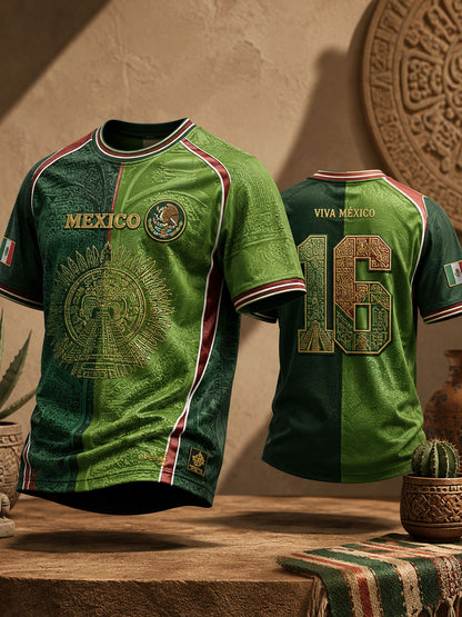 Camiseta estampada con diseño artístico para amantes del fútbol mexicano, para hombre