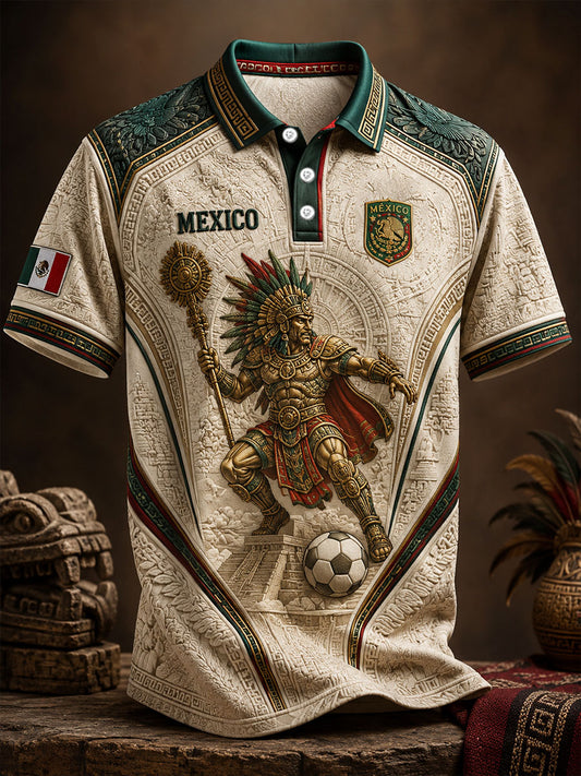 Arte del amante del fútbol de México de los hombres Impreso Tops casuales