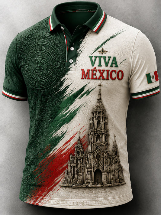 El día de la independencia mexicana de los hombres imprimió el polo de manga corta ocasional