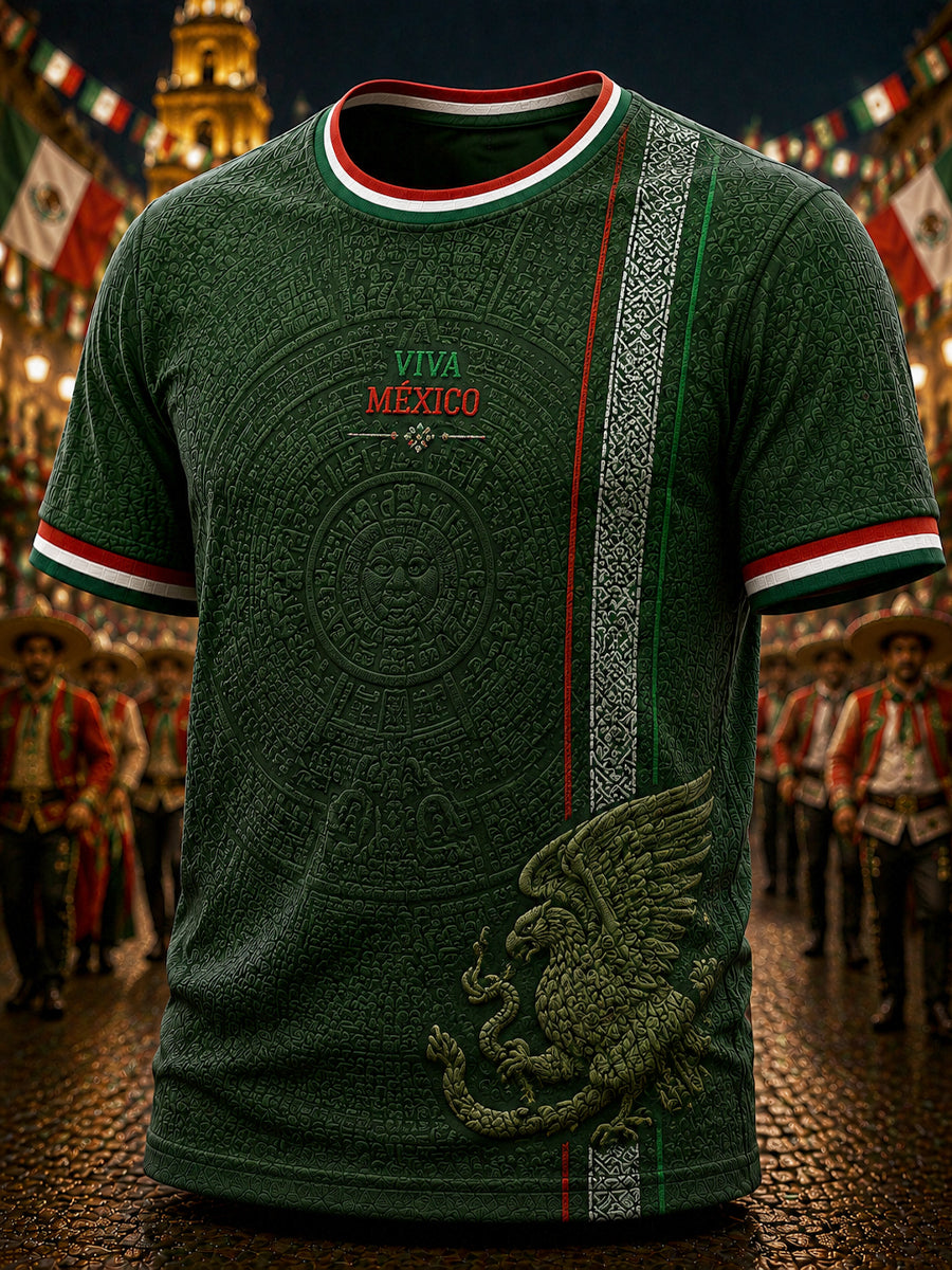 Camiseta informal de manga corta para hombre, estampada con motivo del Día de la Independencia de México