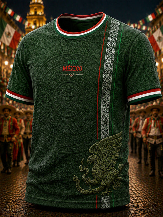 Camiseta informal de manga corta para hombre, estampada con motivo del Día de la Independencia de México