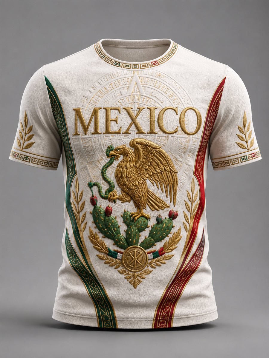 Camiseta casual estampada con orgullo mexicano para hombre