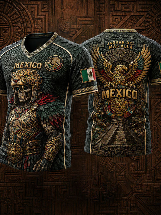 Hombres México Día de la Independencia Mexicana Arte Impreso V-cuello de la camiseta