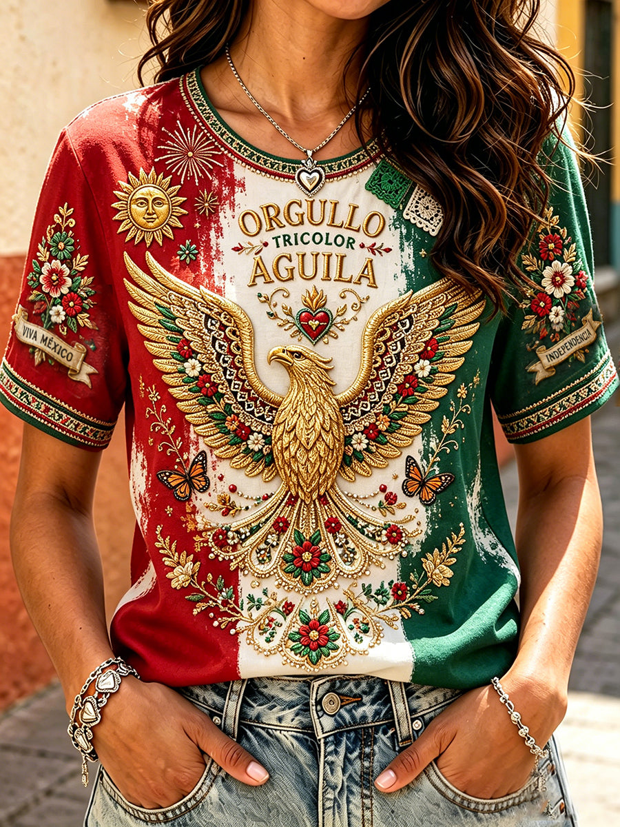 Camiseta estampada con arte mexicano de la Guelaguetza para mujer