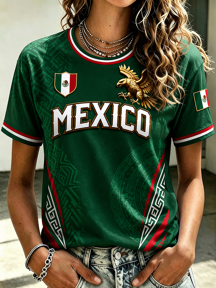 Camiseta de manga corta para mujer Mexico Pride Art Printed