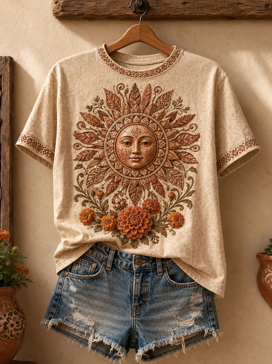 Camiseta estampada con arte mexicano de la Guelaguetza para mujer