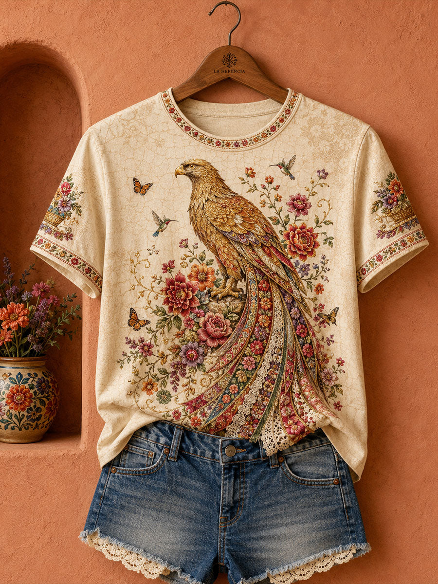 Camiseta estampada con arte mexicano de la Guelaguetza para mujer