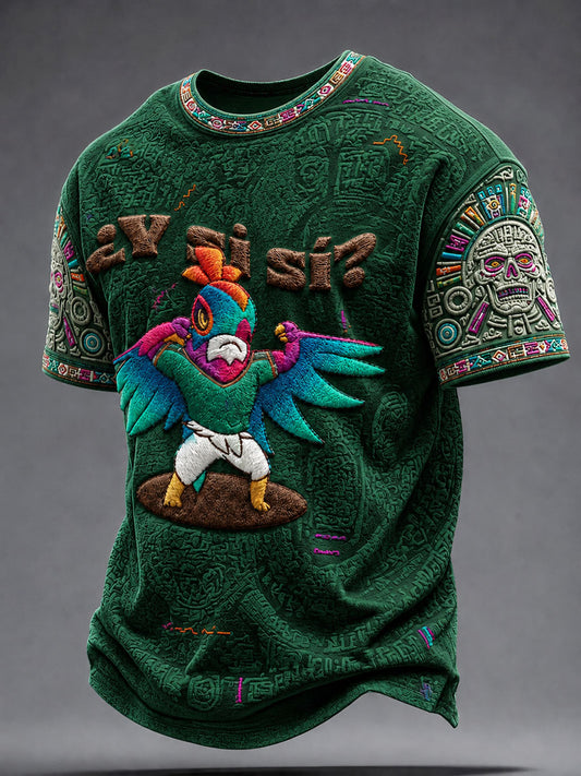 Camiseta estampada de México Yaotl Mictlan Art Independence Day ¿Y si sí para hombre