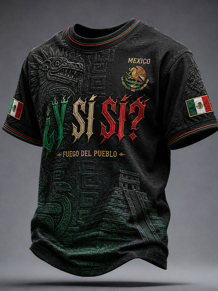 Camiseta estampada México Art Independence Day ¿Y si sí para hombre