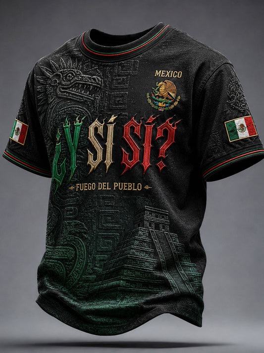 Camiseta estampada México Art Independence Day ¿Y si sí para hombre