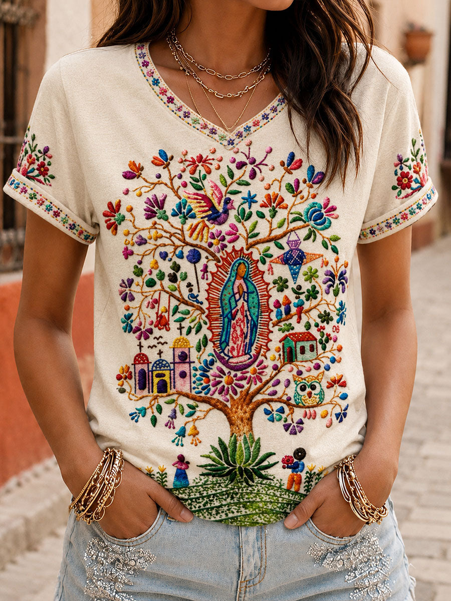 Camiseta estampada México Asunción de Mary Art para mujer