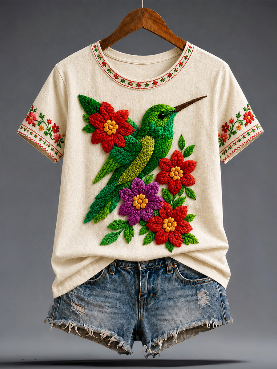 Camiseta estampada con arte mexicano de la Guelaguetza para mujer