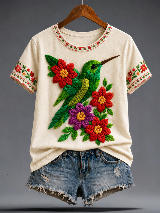 Camiseta estampada con arte mexicano de la Guelaguetza para mujer