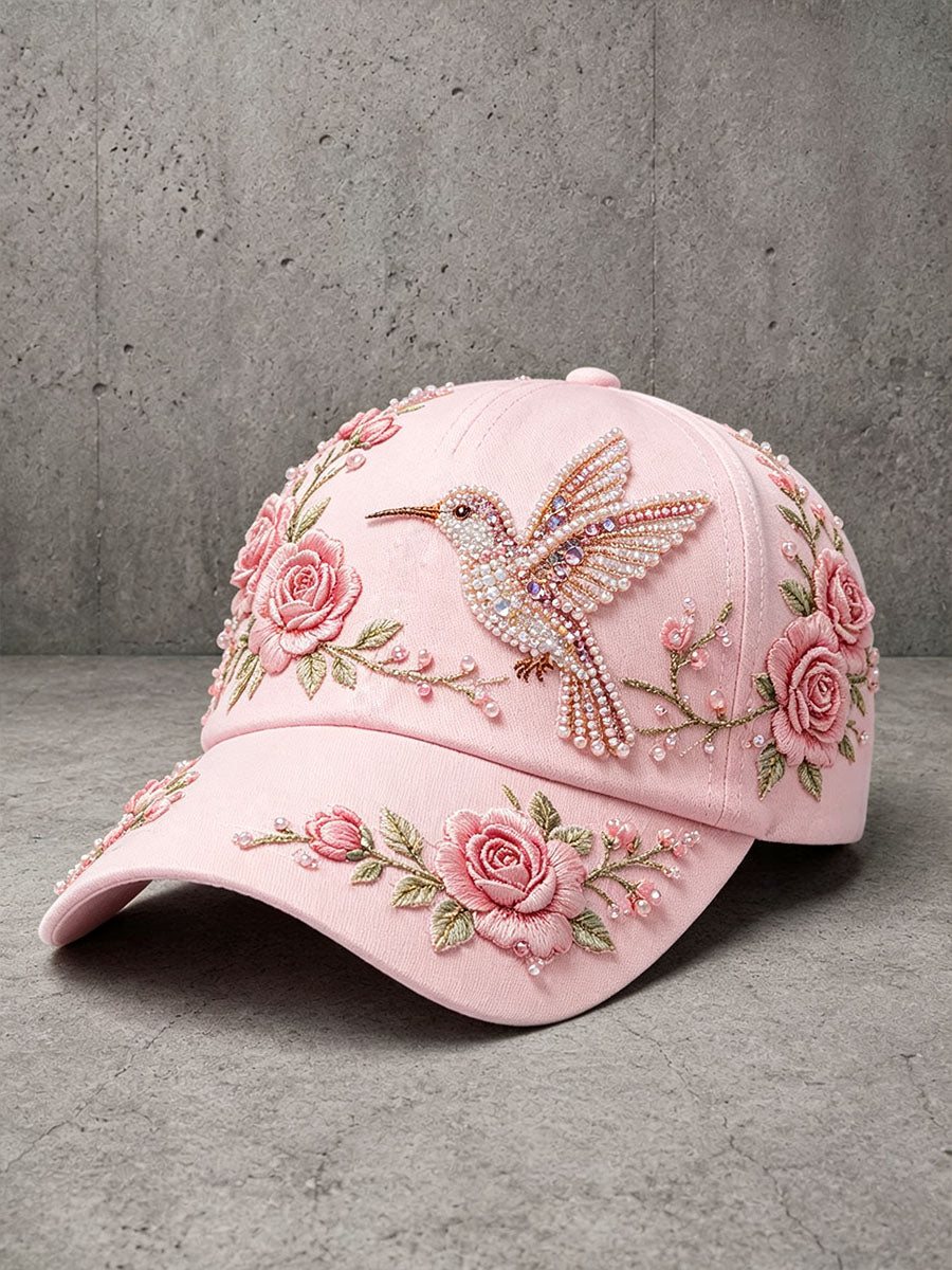 Sombrero floral rosado unisex del arte del bordado