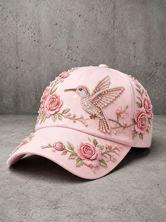 Sombrero floral rosado unisex del arte del bordado