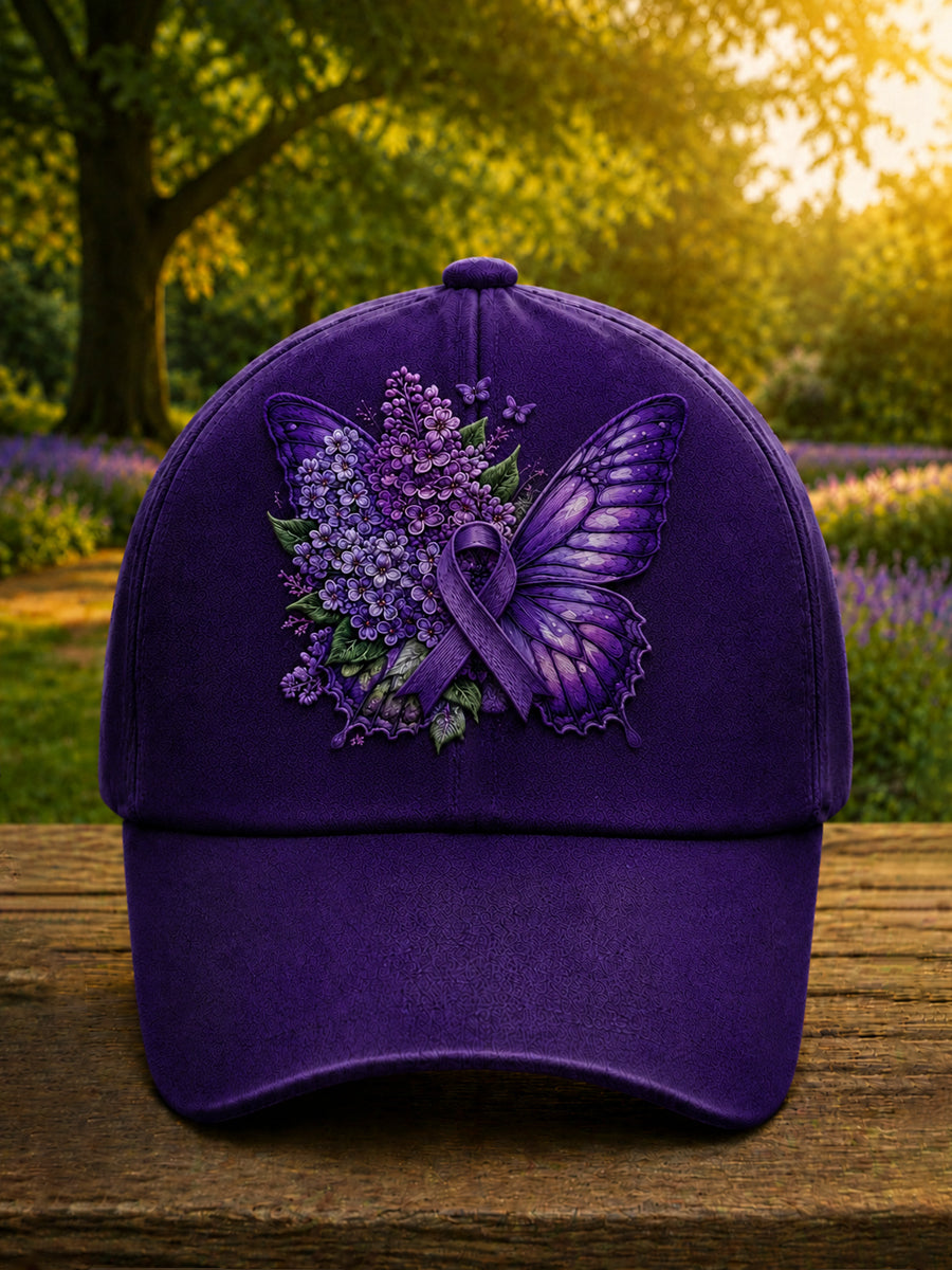 Unisex Púrpura Flora Art Print Sombrero