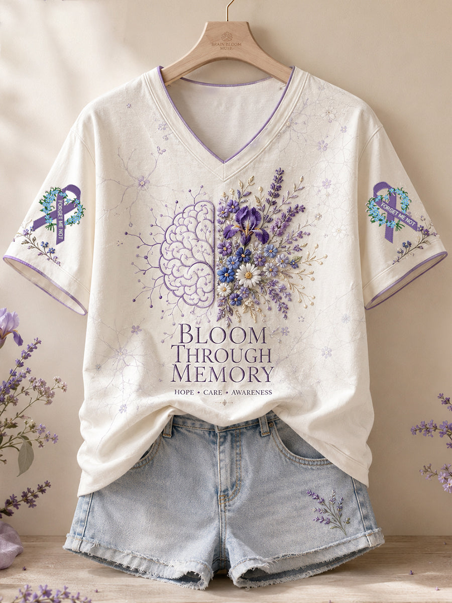 Camiseta de mujer Alzheimer's Awareness Floral Art Printed