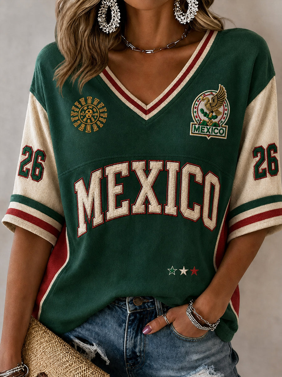 Mujer Regalo Para Ventiladores de fútbol Estampado Casual Manga Media Cuello en V Camiseta