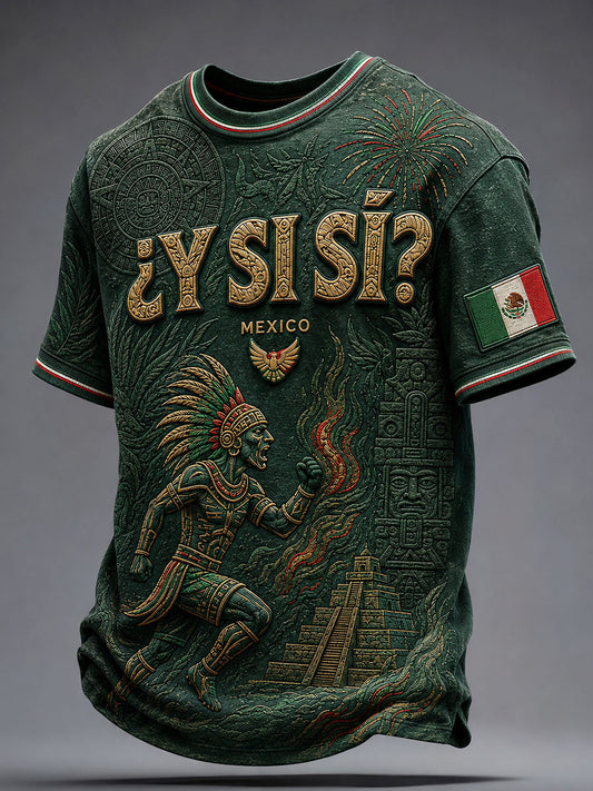 Día de la Independencia de México para hombres ¿Y si sí? Camiseta con estampado de arte