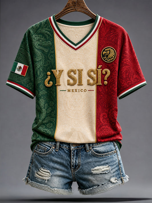 Día de la Independencia de México para mujeres ¿Y si sí? Camiseta con estampado de arte