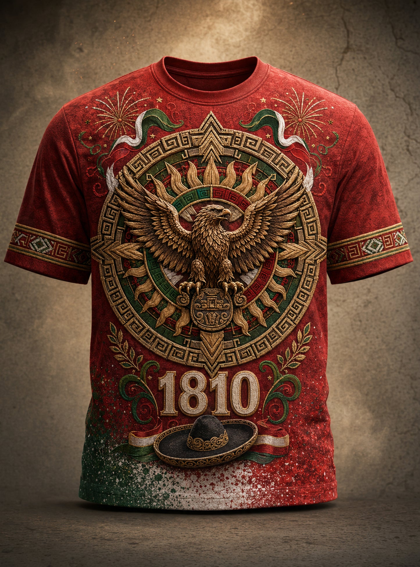 Camiseta con estampado de arte conmemorativo del Día de la Independencia de México para hombre
