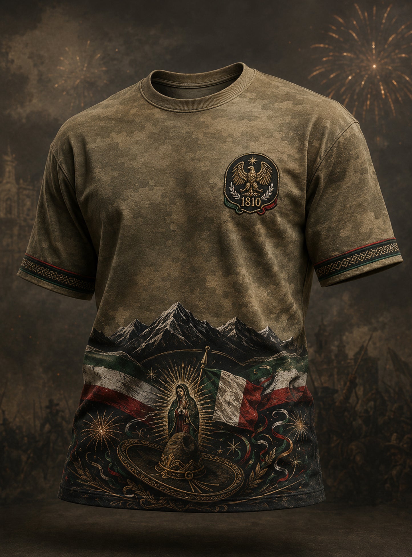 Camiseta con estampado artístico conmemorativo del Día de la Independencia de México para hombre