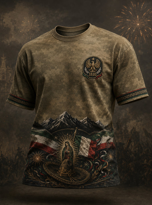 Camiseta con estampado artístico conmemorativo del Día de la Independencia de México para hombre