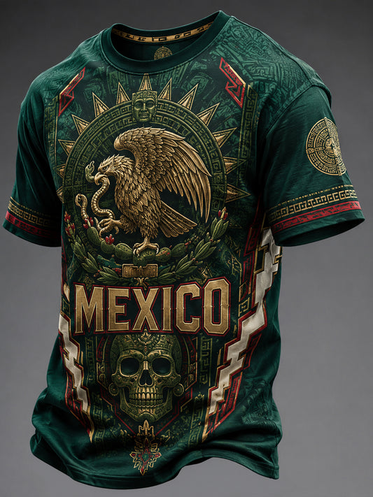 Camiseta con estampado artístico conmemorativo del Día de la Independencia de México para hombre