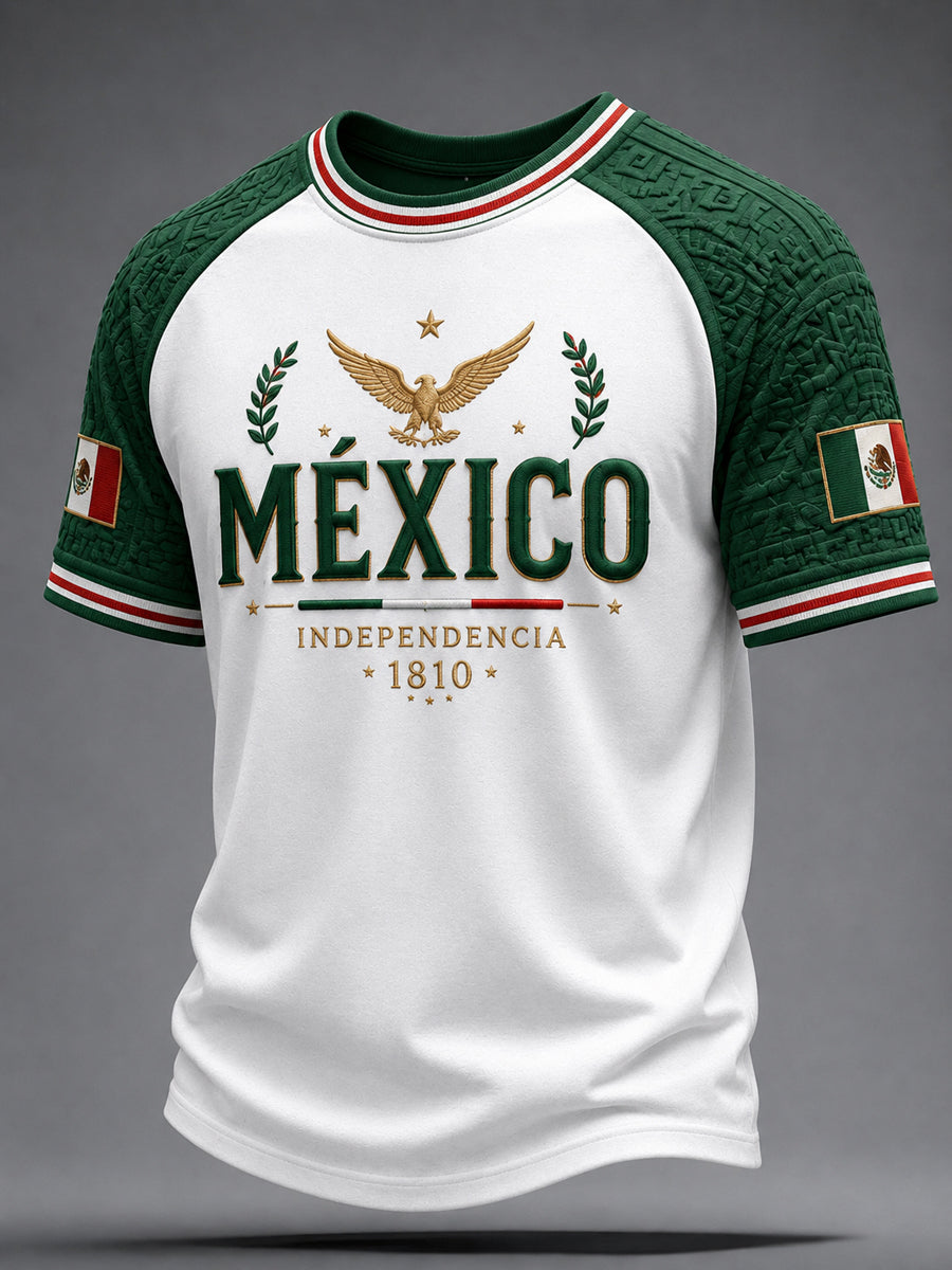 Camiseta casual de manga corta con estampado del Día de la Independencia de México para hombre
