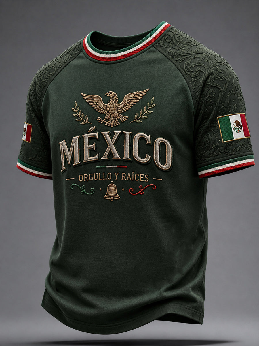 Camiseta casual de manga corta con estampado del Día de la Independencia de México para hombre