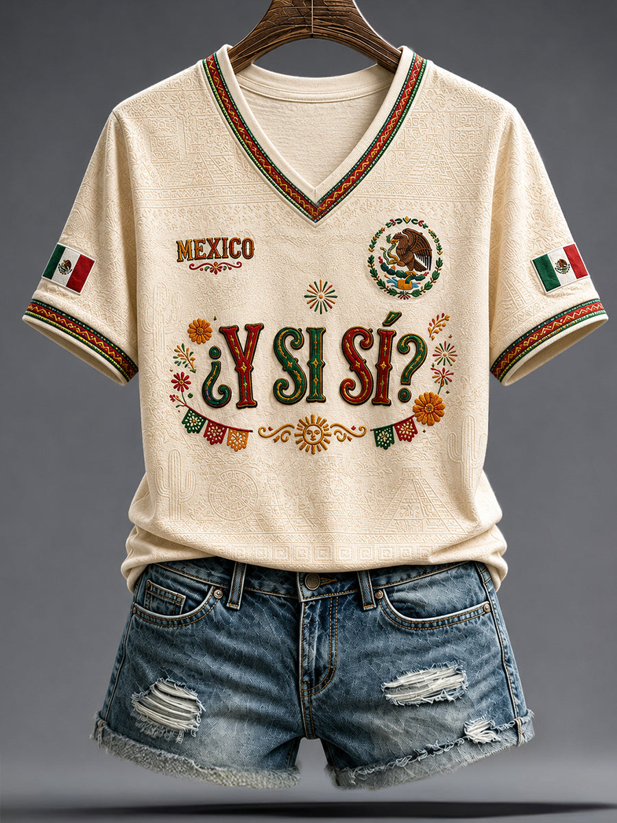Día de la Independencia de México para mujeres ¿Y si sí? Camiseta con estampado de arte