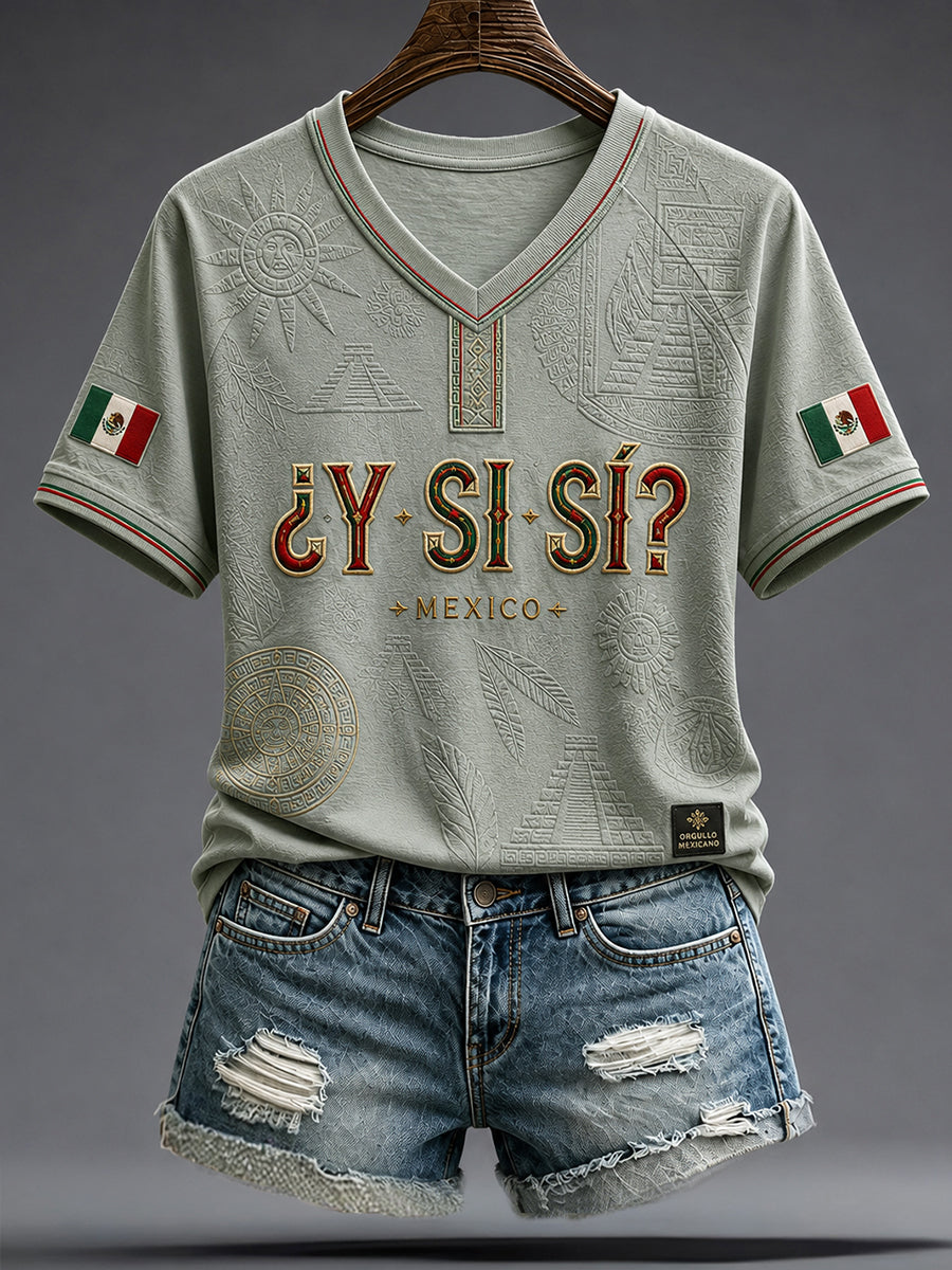 Día de la Independencia de México para mujeres ¿Y si sí? Camiseta con estampado de arte