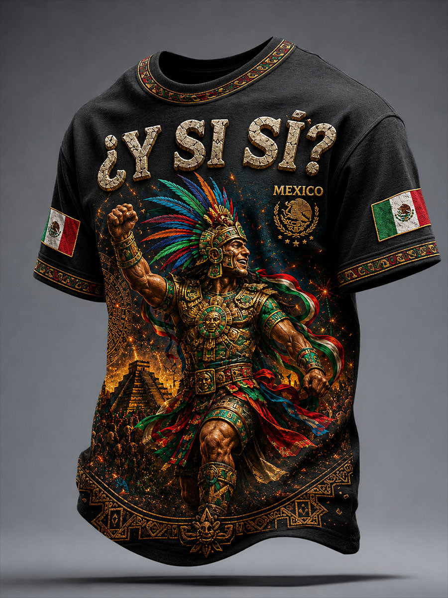 Día de la Independencia de México para hombres ¿Y si sí? Camiseta con estampado de arte
