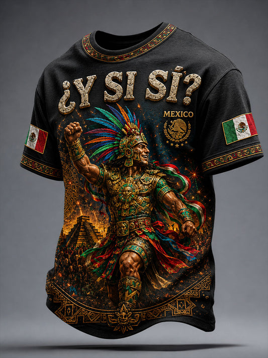 Día de la Independencia de México para hombres ¿Y si sí? Camiseta con estampado de arte