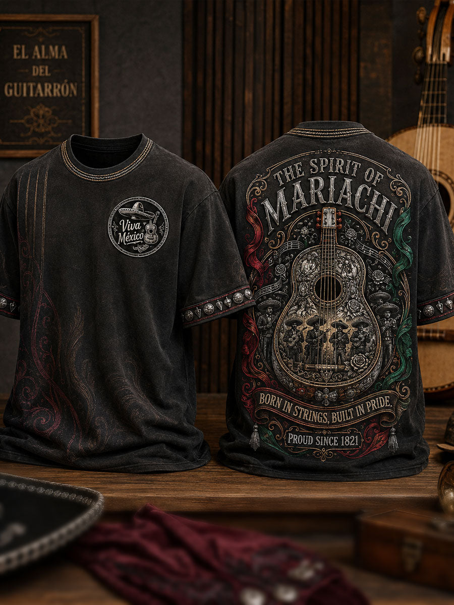 Camiseta estampada con diseño mexicano para amantes de la música mariachi masculina