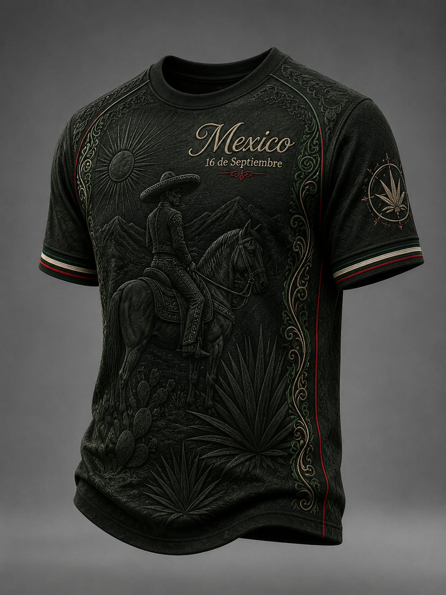Camiseta casual con estampado del Día de la Independencia para hombre