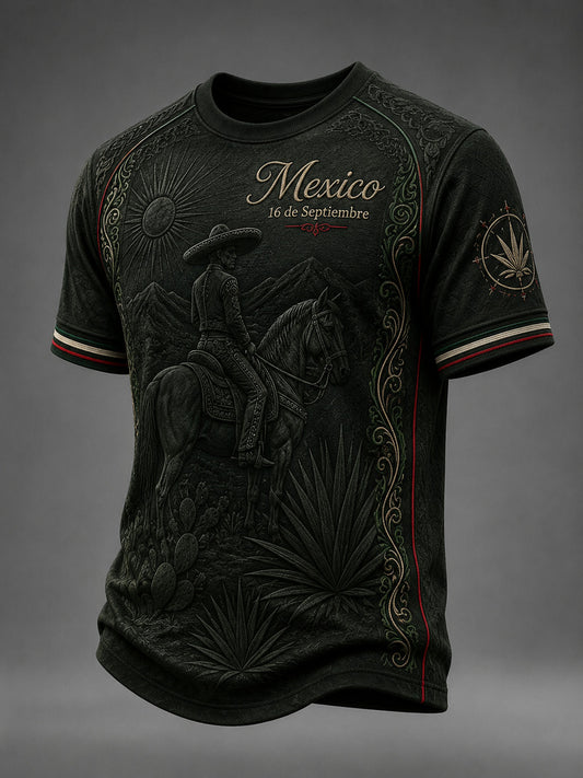 Camiseta casual con estampado del Día de la Independencia para hombre