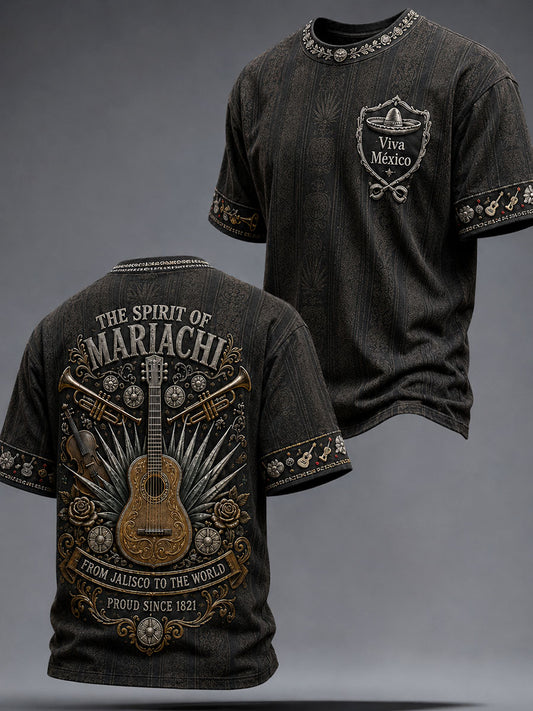 Camiseta estampada con diseño mexicano para amantes de la música mariachi masculina