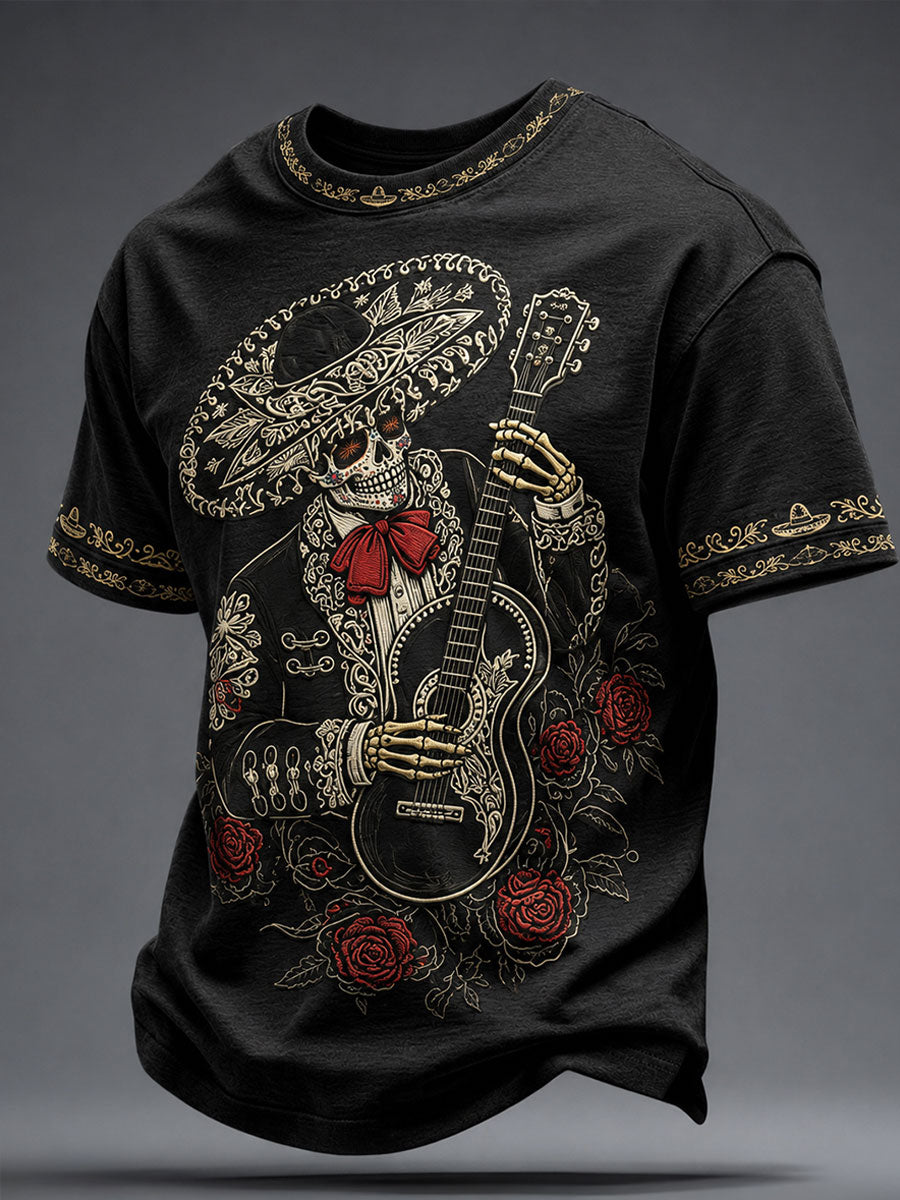 Camiseta estampada con diseño mexicano para amantes de la música mariachi masculina