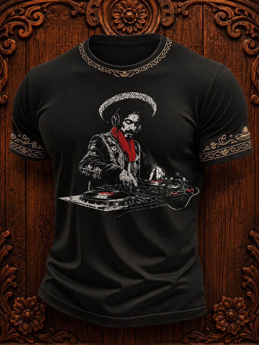 Camiseta estampada con diseño mexicano para amantes de la música mariachi masculina