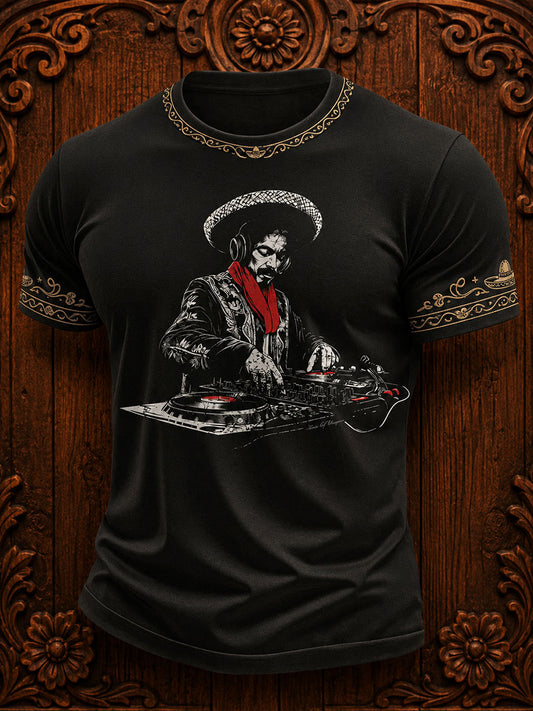 Camiseta estampada con diseño mexicano para amantes de la música mariachi masculina