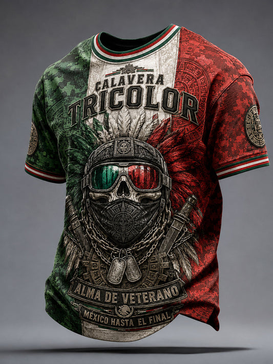 Camiseta con estampado de veterano de México para hombre