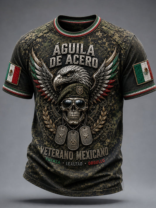 Camiseta estampada Orgullo de México para hombres veteranos