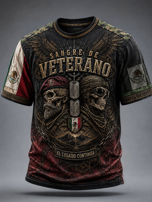 Camiseta estampada Orgullo de México para hombres veteranos