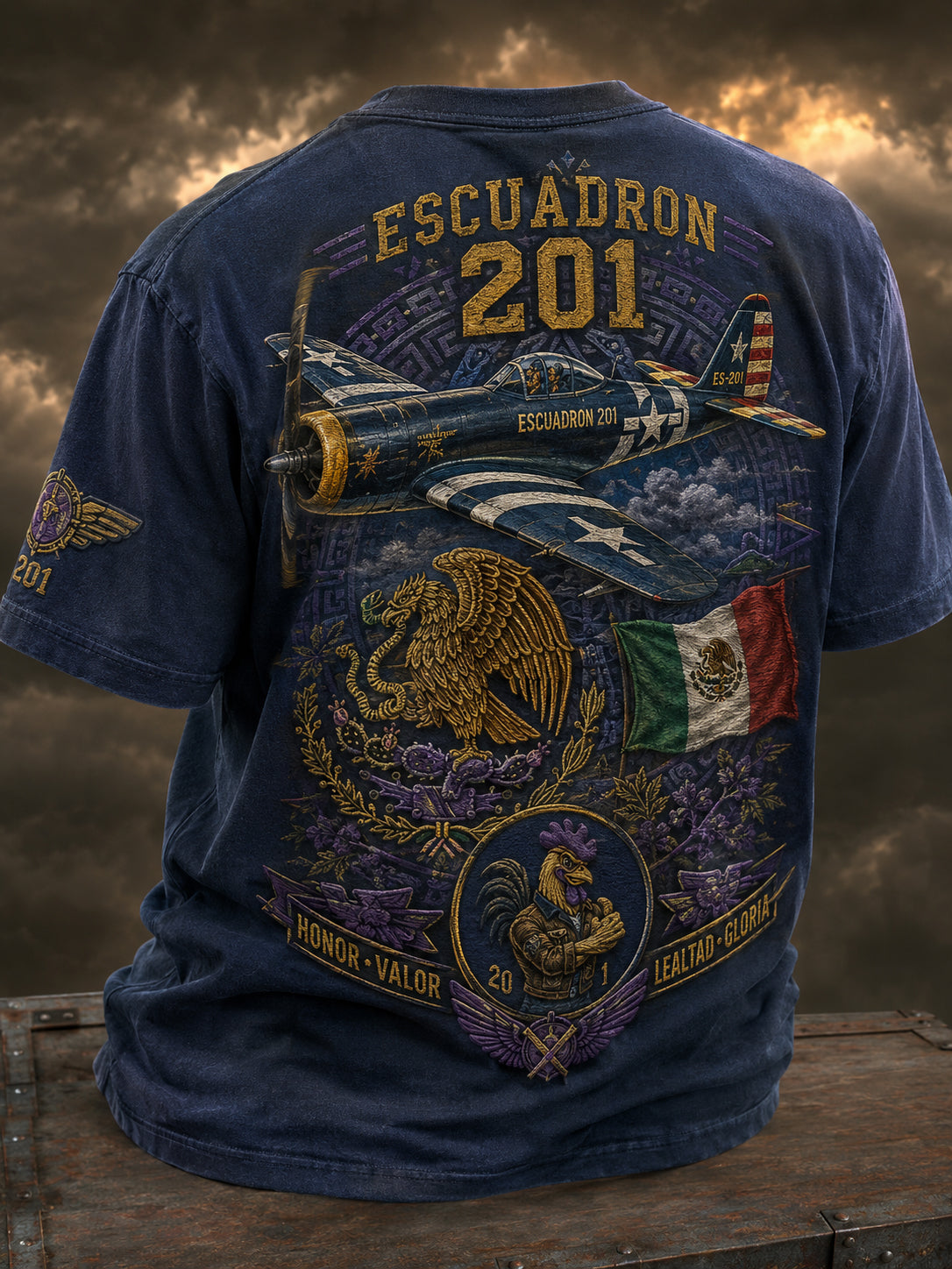 Camiseta de la impresión patriótica del arte del veterano mexicano de los hombres