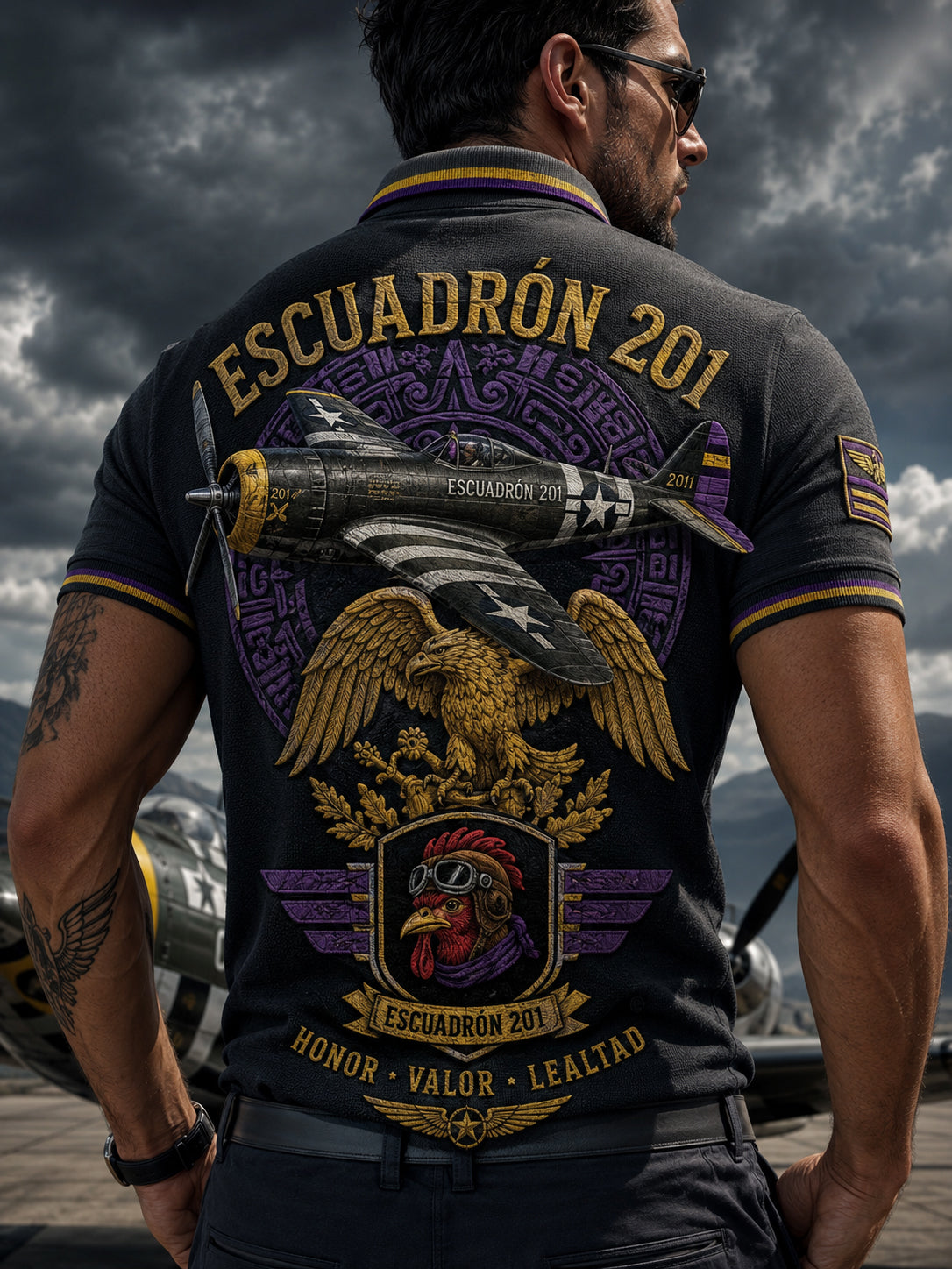 Camisa polo con estampado artístico patriótico para veteranos mexicanos