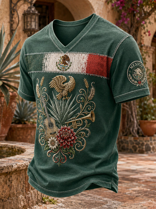 Camiseta masculina con estampado gráfico conmemorativo del Día de la Independencia de México