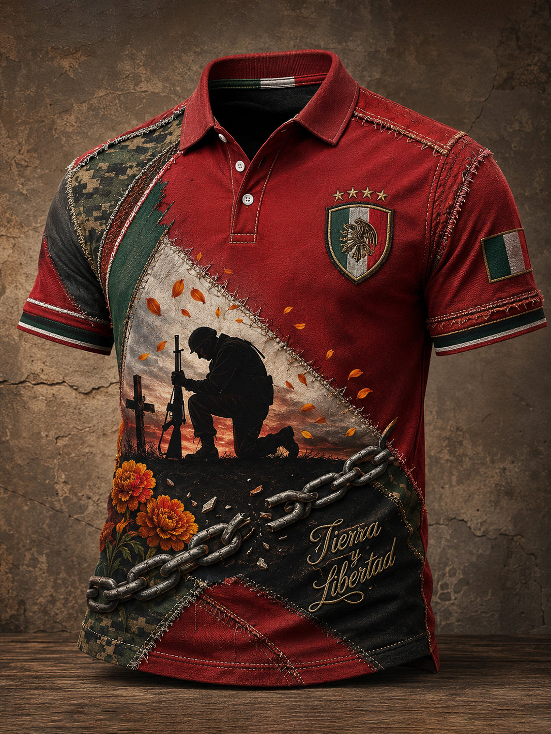 Polo mexicano de la impresión gráfica del monumento conmemorativo del veterano de los hombres